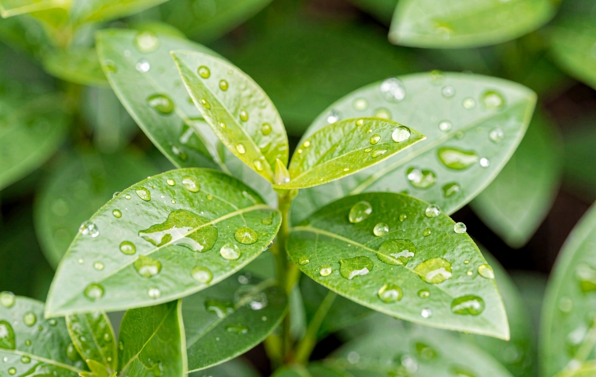 Detalle de hojas verdes frescas